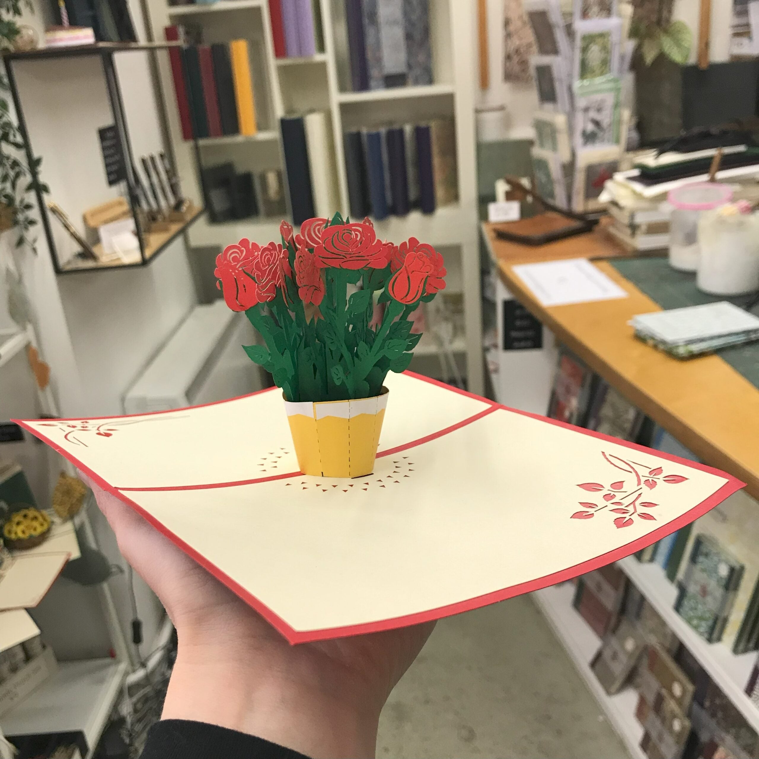Roses Pop up card Hubert Bookbindery Cork City Ireland