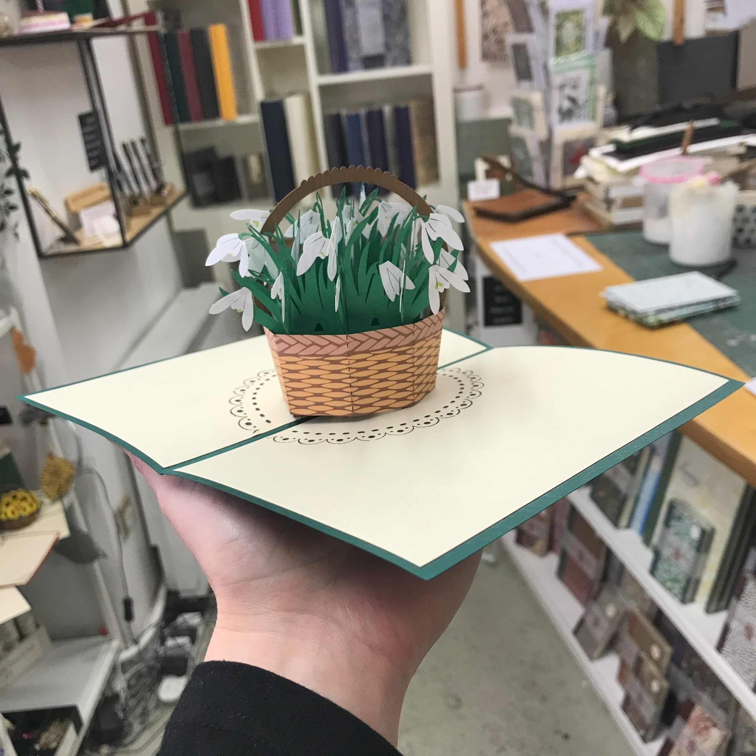 Snowdrop Pop up card Hubert Bookbindery Cork City Ireland
