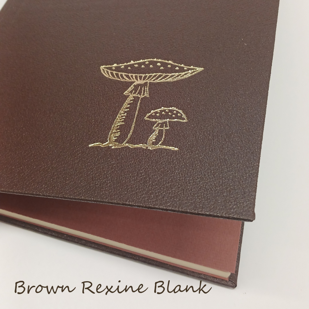 Brown rexine blank with mushroom design on a white background
