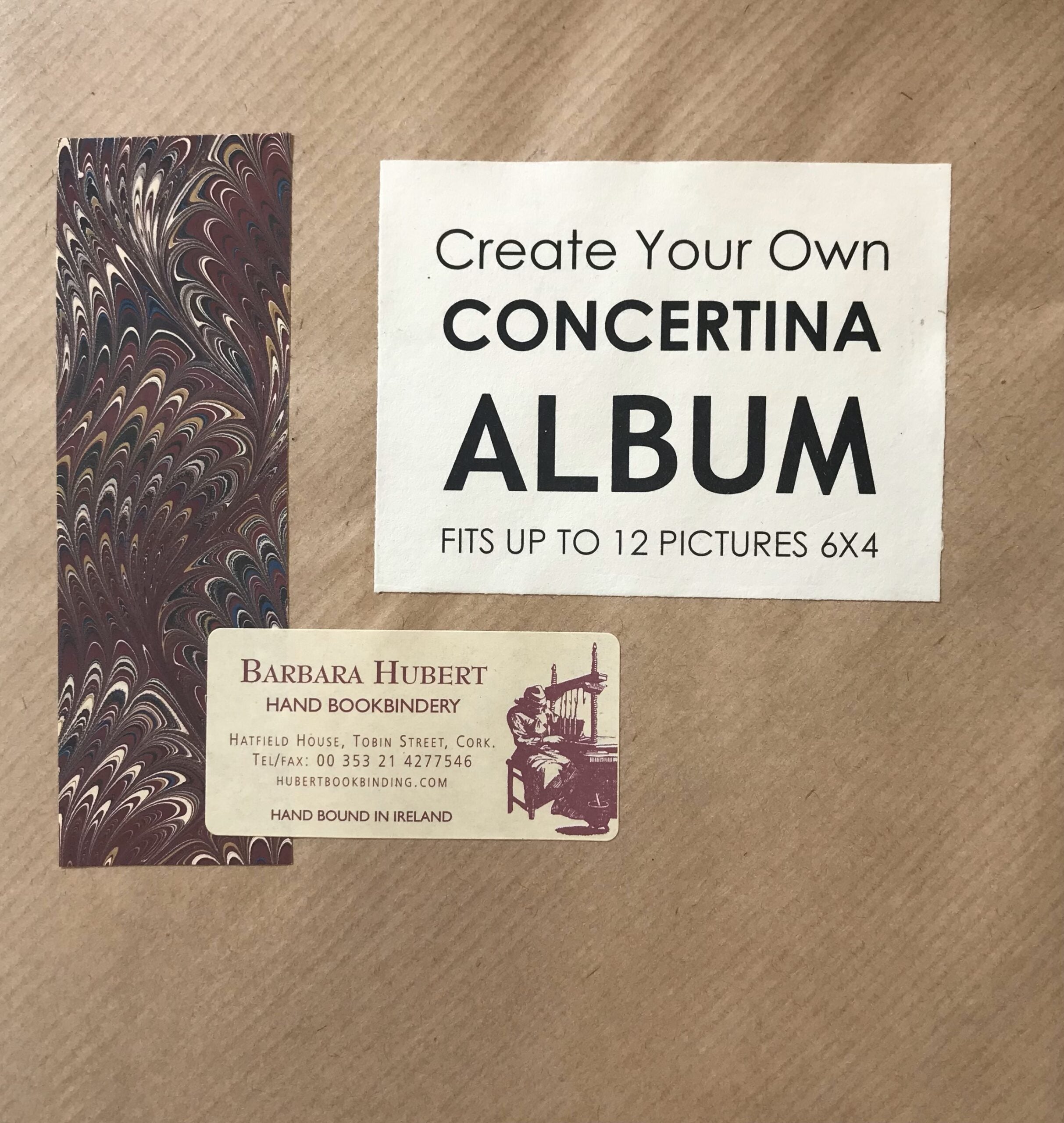 Create your own concertina album Burgundy Fan Hubert Bookbindery Cork City Ireland