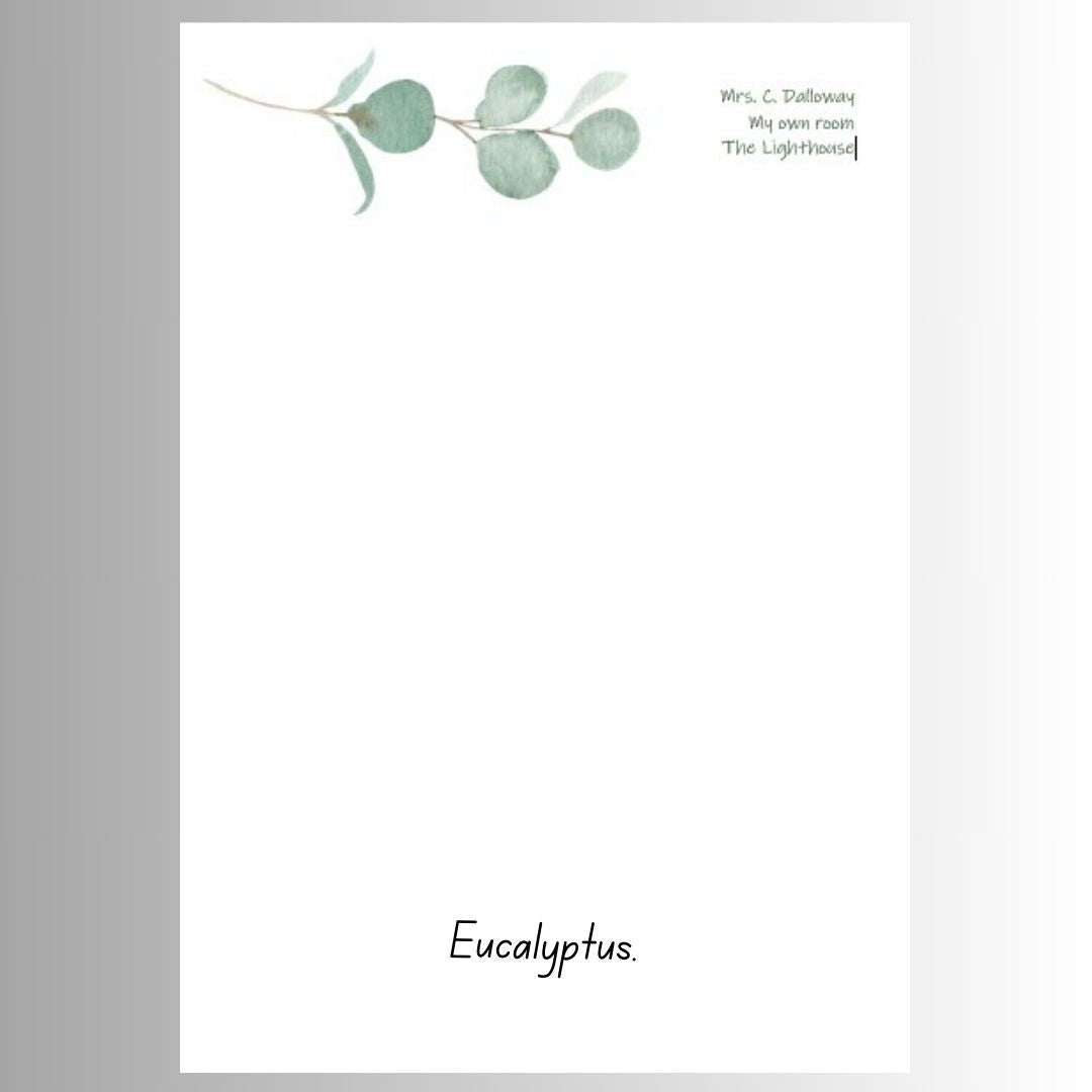 Personalised writing paper eucalyptus Hubert Bookbindery Cork City Ireland