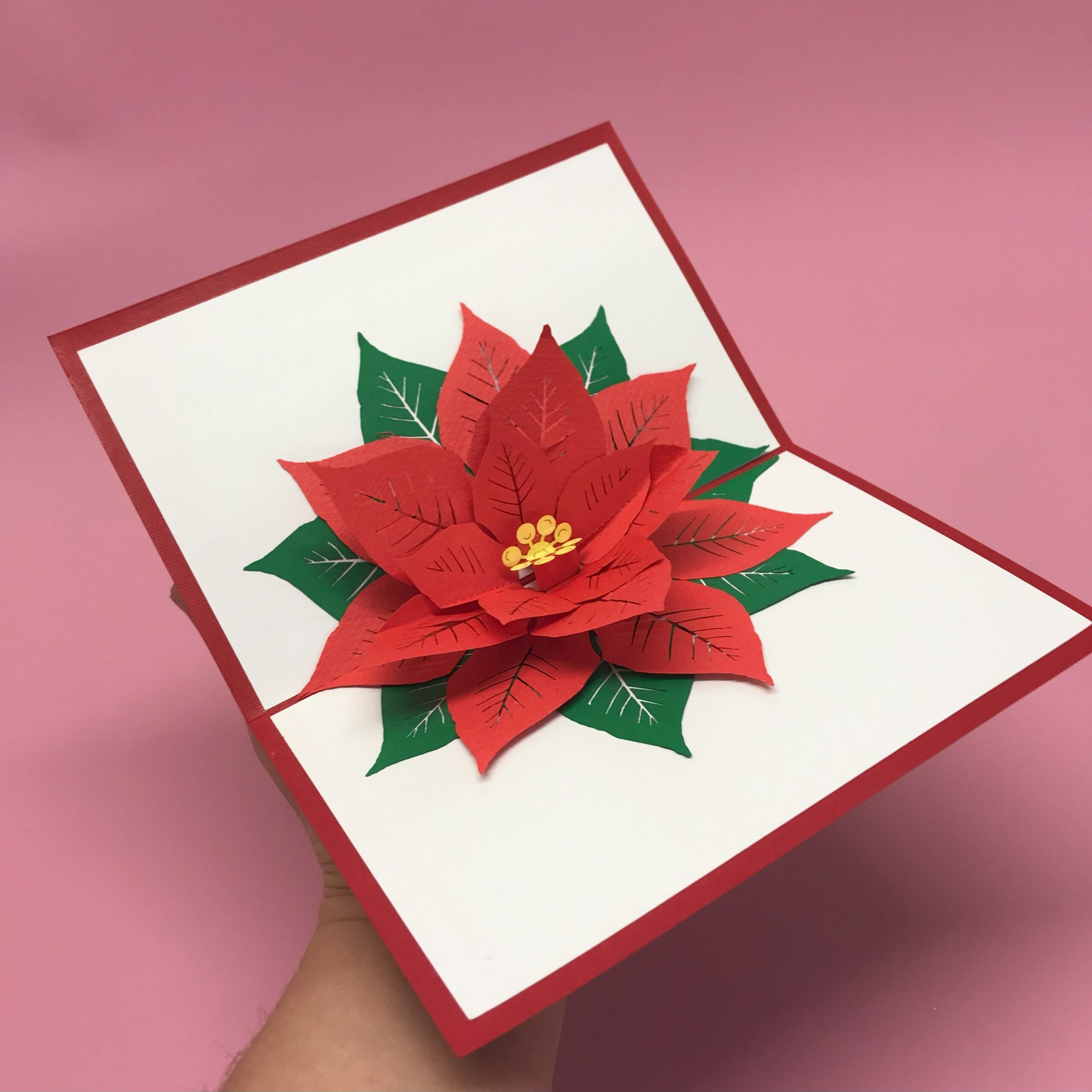 Poinsettia Christmas Pop up Card Hubert Bookbindery Cork City Ireland