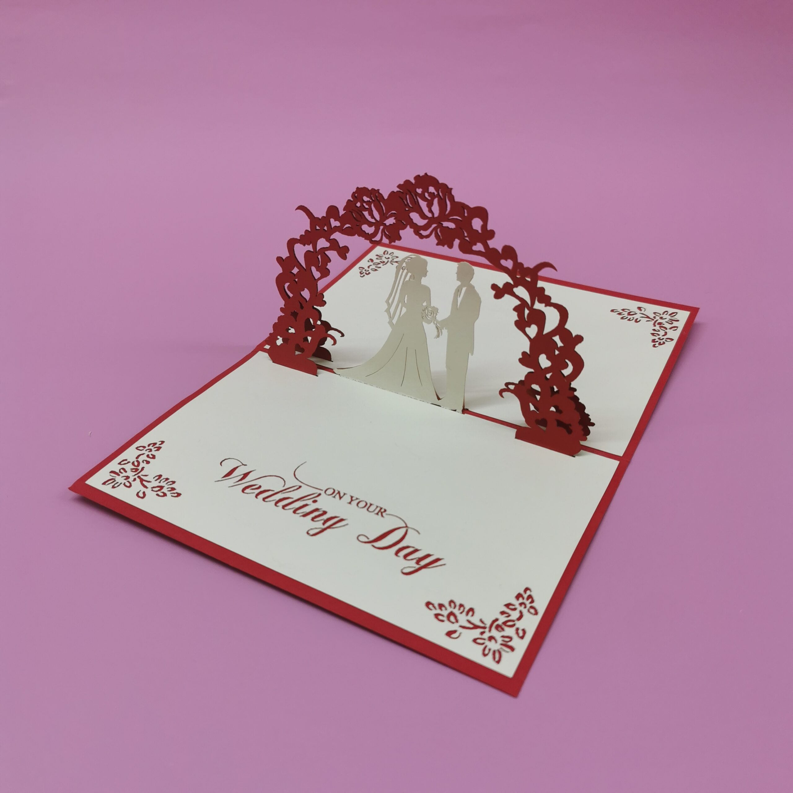 Pop up card Wedding Red Paper Bear, Hubert Bookbinding, Cork City Ireland